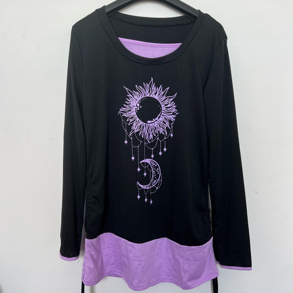 Black & Purple Sun and Moon String Top